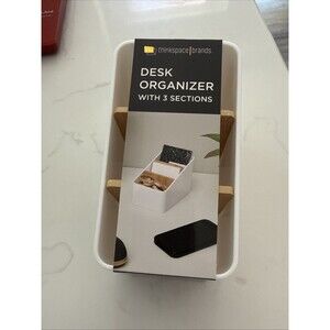 Desk Storage Organizer w/3 Sections 3.75" x  6.1" x 4" WHITE Thinkspace NEW